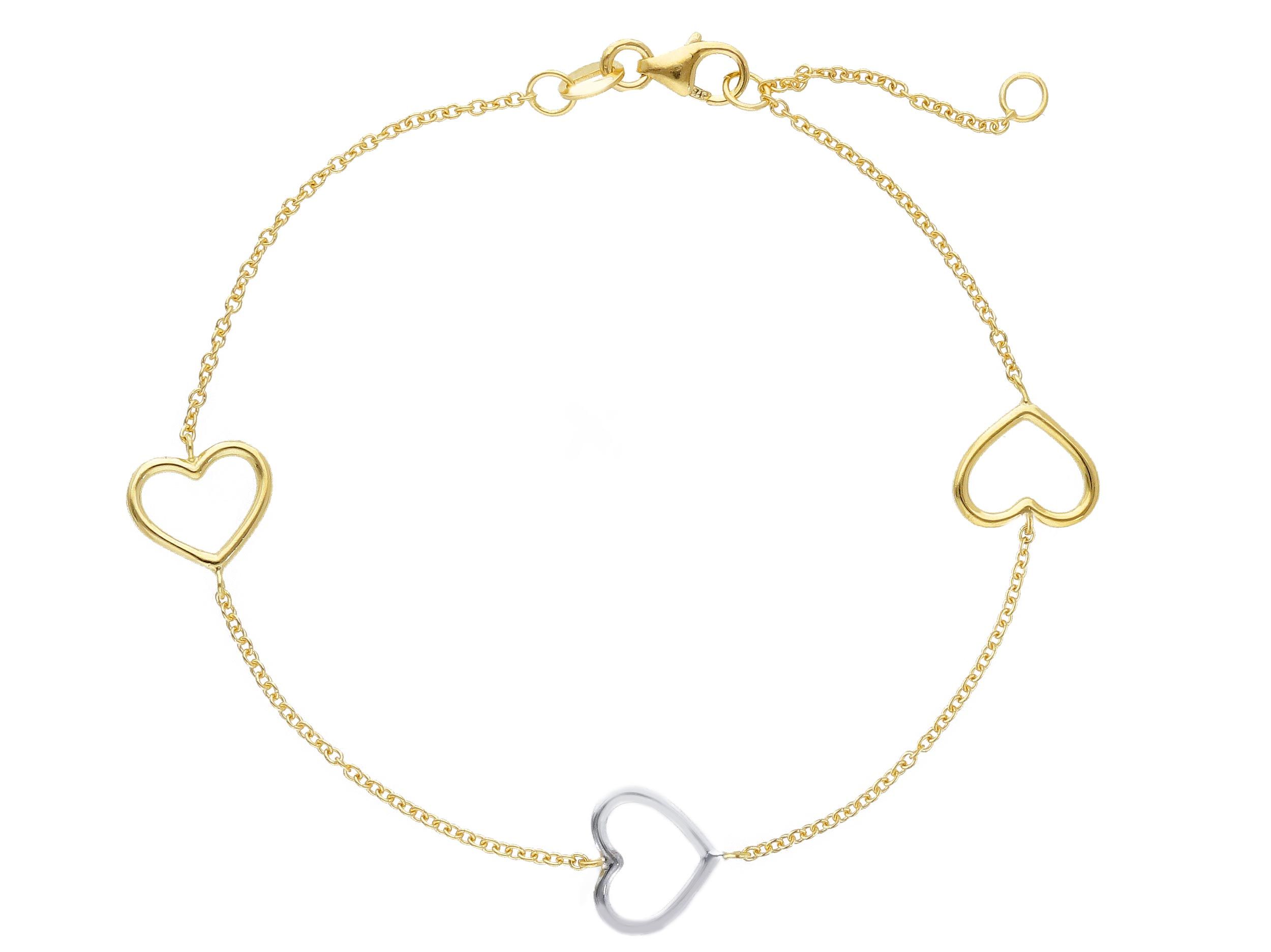 White gold & gold bracelet k9 with hearts (code S203355) 